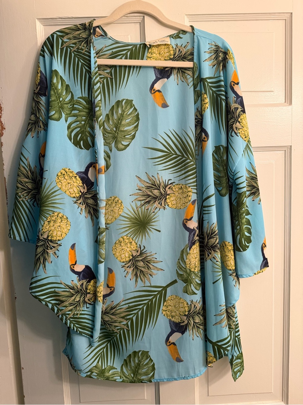 Tropical Toucan Pineapple Kimono - Sky Blue